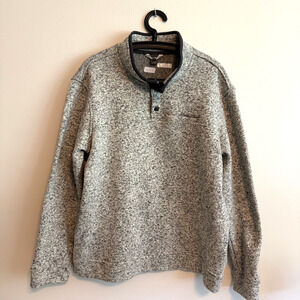 Eddie Bauer Mens Gray Fleece Mock Pullover Henley Sweater Sweatshirt Size XL